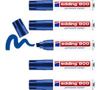 edding 800 Permanent Marker Broad Chisel 4 - 12 mm Blue Refillable Water-Resistant Pack of 5