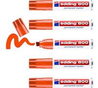 edding 800 permanent marker - orange - 5 pens - chisel tip 4-12 mm - for bold markings - waterproof, quick-drying, smear-proof pens - for cardboard, plastic, wood, metal, glass and fabric