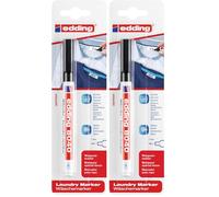 edding 8040 laundry marker - black - 1 pen - round nib 1 mm - textile marker for labelling clothes, wash-resistant at 95°C - laundry pen (Pack of 2)