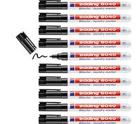 edding 8040 laundry marker - black - box of 10 - round nib 1 mm - textile marker for labelling clothes, wash-resistant at 95°C - laundry pen