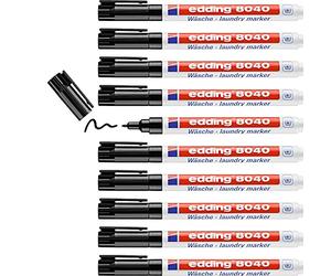 edding 8040 laundry marker - black - box of 10 - round nib 1 mm - textile marker for labelling clothes, wash-resistant at 95°C - laundry pen