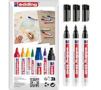 edding 8040 Laundry Marker Pen Wash Resistant Fabric Marker Black 3 Pack