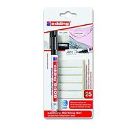 edding 8408 laundry marking set - black - 1 pen - round nib 0.75 mm, 25 x name tags for iron-on - for marking labels for clothing
