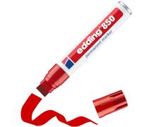 edding 850 permanent marker - red - 1 pen - chisel nib 5-15 mm | for bold markings - waterproof, quick-drying, smear-proof pens - for cardboard, plastic, glass, wood, metal and fabric