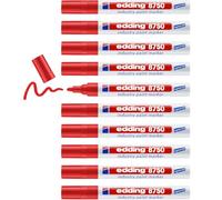 edding 8750 industry paint marker - red - 10 pens - round nib 2-4 mm - paint marker for writing on dusty, slightly oily surfaces, tyres, metal, glass and wood - permanent, waterproof