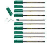 edding 88 - fineliner - green - 10 pens - round nib 0.6 mm - thin fibre pen for fine, precise writing, underlining, drawing - in the office or home and at school
