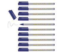 edding 89 - fineliner - blue - 10 pens - extra fine round tip 0.3 mm - thin fibre pen for fine, precise writing, underlining, drawing - in the office or at home and at school