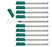 edding 89 - fineliner - green - 10 pens - extra fine round tip 0.3 mm - thin fibre pen for fine, precise writing, underlining, drawing - in the office or at home and at school