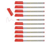 edding 89 - fineliner - red - 10 pens - extra fine round tip 0.3 mm - thin fibre pen for fine, precise writing, underlining, drawing - in the office or at home and at school