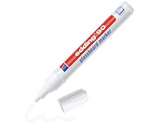 edding 90 Glassboard Marker - White - 1 Glass Pen - Round Nib 2-3 Mm - Washable Window Marker Pen - For Writing And Marking On Glass Surfaces Such As Windows And Glassboards - Dry-Wipeable