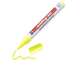 edding 90 glassboard marker - yellow - 1 glass pen - round nib 2-3 mm - washable window marker pen - for writing and marking on glass surfaces such as windows and glassboards - dry-wipeable