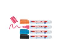 Edding 95 Glass Marker Bullet Tip Black Blue Orange Pink 4 Pack (4-95-4-999)