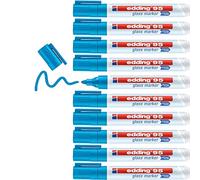 edding 95 glass marker - light blue- 10 glass pens - round nib 1.5-3 mm - washable window marker pen - for writing and marking on glass surfaces, windows, glassboards, whiteboards - dry-wipeable
