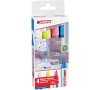 edding 95 glass marker - multi-coloured - 4 glass pens - round nib 1.5-3 mm - washable window marker pen - for writing and marking on glass surfaces, windows, glassboards, whiteboards - dry-wipeable