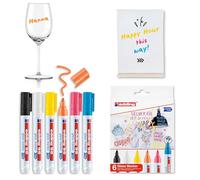 edding 95 glass marker - multi-coloured - 6 glass pens - round nib 1.5-3 mm - washable window marker pen - for writing and marking on glass surfaces, windows, glassboards, whiteboards - dry-wipeable