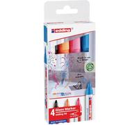 edding 95 glass marker - multi-coloured light - 4 glass pens - round nib 1.5-3 mm - washable window marker pen - for writing and marking on glass surfaces, windows,glassboards,whiteboards-dry-wipeable