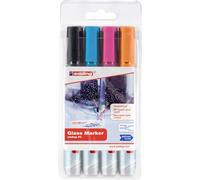 edding 95 glass marker - multi-coloured light - 4 glass pens - round nib 1.5-3 mm - washable window marker pen - for writing and marking on glass surfaces, windows,glassboards,whiteboards-dry-wipeable