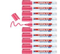 edding 95 glass marker - pink - 10 glass pens - round nib 1.5-3 mm - washable window marker pen - for writing and marking on glass surfaces, windows, glassboards, whiteboards - dry-wipeable