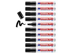 edding No. 1 Permanent Marker - Black - Box of 10 - Chisel Nib 1-5 mm - Waterproof, Smudge-Proof, Quick-Drying - Multi-use Marker, Pocket-Sized - for Cardboard, Plastic, Wood, Metal, Glass