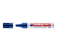 edding No 1 Permanent Marker - Blue - 10 Pens - Chisel Tip 1-5 mm - Waterproof,