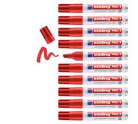 edding No. 1 permanent marker - red - box of 10 - chisel nib 1-5 mm - waterproof, smudge-proof, quick-drying - multi-use marker, pocket-sized - for cardboard, plastic, wood, metal, glass