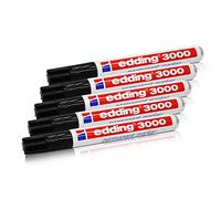 Edding 3000 Permanent Marker Black 1.5 - 3 mm Refillable Pack of 5
