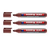 Edding Permanent Markers 330 Brown Chisel Tip 1-5 mm Pack of 3