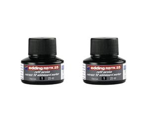 Edding Rbtk 25 Refill Ink - Black - 25 Ml - with Capillary System, Ideal for Clean and Uncomplicated Refilling of The Edding Whiteboard Marker Retract 12 (Pack of 2)