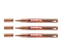Edding Set of 3 Glossy Paint Markers 753 Copper Calligraphy Tip 1-2.5 mm