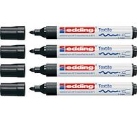 Edding - Textile and Felt Marker for Black T-shirts, 4 Pack