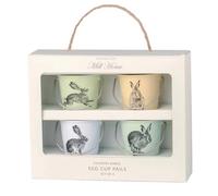 Eddingtons 83032 Vintage Hare Egg Cup Pails, Set of 4, Melamine, Green, Purple, Brown, Blue, Multicoloured