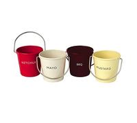 Eddingtons 83035 Ranch Ketchup Mayo BBQ and Mustard Condiment Buckets, Stainless Steel, Multi