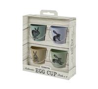 Eddingtons 83032 Vintage Hare Egg Cup Pails, Set of 4, Melamine, Green, Purple, Brown, Blue, Multicoloured