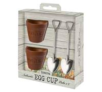 Eddingtons Flower Pot Egg Cups and Spoons Set of 2