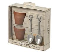 Eddingtons Flower Pot Set of 2 Egg Cups and Spoons