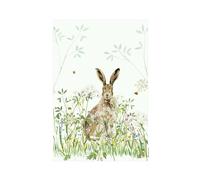 Eddingtons Hare Patterned Organic Cotton Tea Towel/Dish Cloth - Wildlife Themed Eco-Friendly National Trust Nature Collection Kitchen Linens