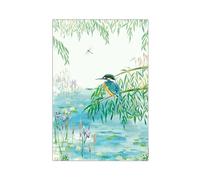 Eddingtons Kingfisher Patterned Organic Cotton Tea Towel/Dish Cloth - Eco-Friendly National Trust Nature Collection Kitchen Linens