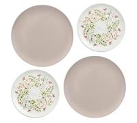 Eddingtons Mediterranean Garden Melamine/Plastic Outdoor Dining Taupe Grey Dinner Plate & Floral Side Plate Set for 2 (4 Piece)