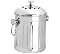Eddingtons 2.25 Litre Mini Tabletop Compost Pail / Tea Bag Bin, Stainless Steel - eddingtons stainless steel compost pail bin mini 225 litre