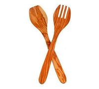 Eddingtons Olive Wood Contemporary Salad Set, 33 cm, Brown, 1 x 6.5 x 33 cm