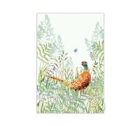 Eddingtons Pheasant Patterned Organic Cotton Tea Towel/Dish Cloth - Eco-Friendly National Trust Nature Collection Kitchen Linens