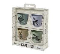 Eddingtons 83032 Vintage Hare Egg Cup Pails, Set of 4, Melamine, Green, Purple, Brown, Blue, Multicoloured