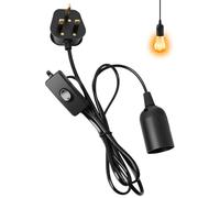 Eddrfy E27 Pendant Light Ceiling Fitting with Switch, 1.8m Textile Cable UK Plug, Compatible with E27 Bulbs, Suspended Light Fitting Kit for DIY Projects, Bedroom, Living Room, Home Decor
