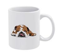 Eddy The English Bulldog Coffee Mug White Ceramic 11 Oz Tea Cup with Cute Dog Portrait Graphic for Pet Lovers Daily Office and Home Use