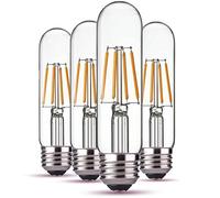 Edearkar T10/T125 LED Bulbs (4 Pack) 4W Tubular Led Bulb 110V Dimmable 2700K Warm White,E26/E27 Medium Base, 40 Watt Bulb Equivalent, Edison Style LED Filament Bulb