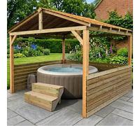Edecks Atlas Ridgeline Hot Tub Outdoor Garden Gazebo - Pressure Treated Timber Diy Kit - 10 X 10Ft W/ Bolt Down Anchors