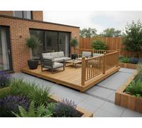 Edecks Balau Hardwood Decking Kit - 145mm Deck Boards With Joists & Fixings - 2.1M X 2.1M With Handrails