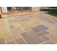 eDecks Calibrated 22mm Indian Stone Outdoor Paving Slabs Multi Buff Sawn Sandstone (16.50M2 Project Pack)