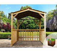 Edecks Deluxe Atlas Gazebo Diy Kit Pressure Treated Timber (1990mm X 1990mm) With Concrete In Posts (2.4M)