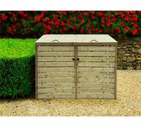 Edecks Deluxe Slatted Outdoor Timber Double Wheelie Bin Store Storage